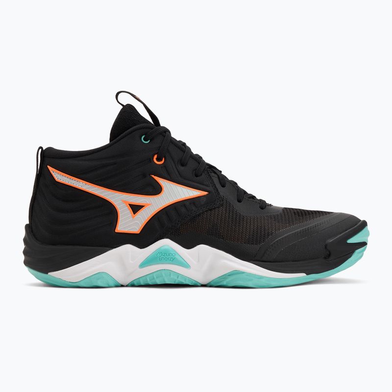 Scarpe da pallavolo Mizuno Wave Momentum Elite Mid nero/tangelo/verde ghiaccio 2