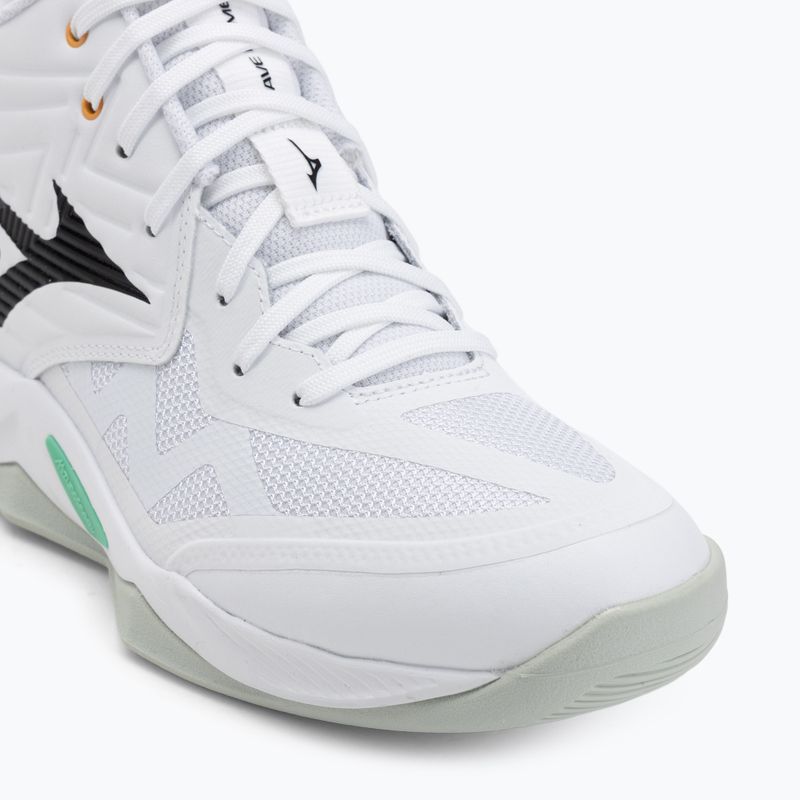 Scarpe da pallavolo Mizuno Wave Momentum Pro Mid white/black/frozen emerald 7