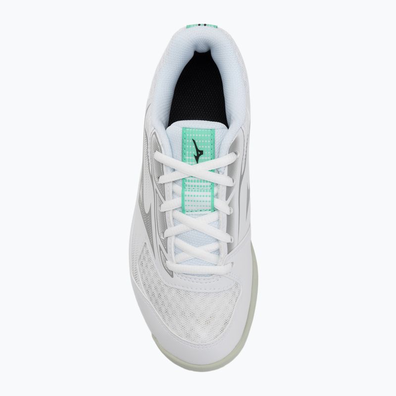 Scarpe da pallavolo per bambini Mizuno Cyclone Speed 5 bianco/nero/smeraldo ghiacciato 5