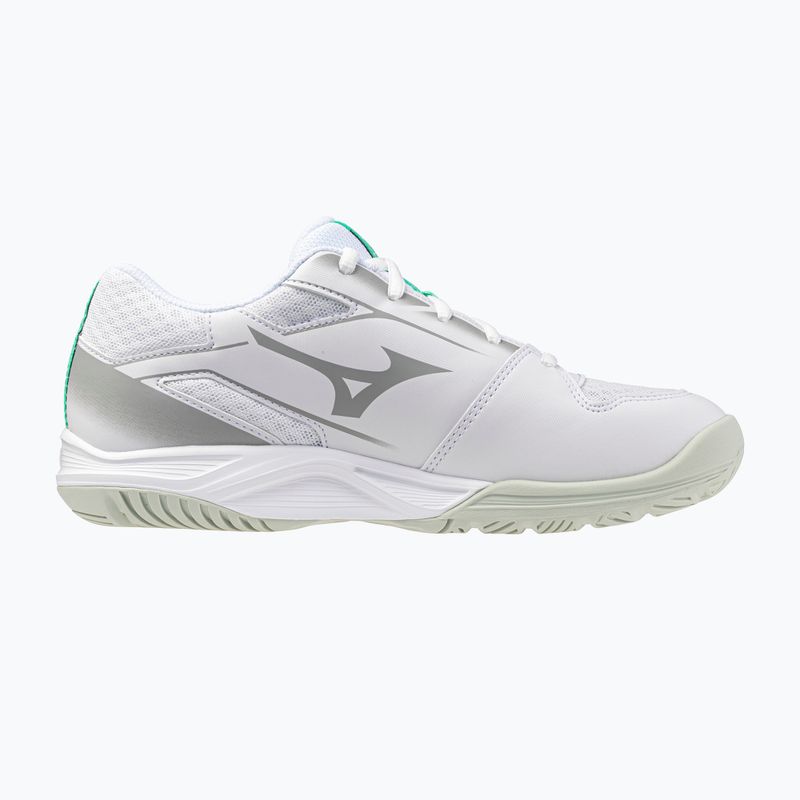 Scarpe da pallavolo per bambini Mizuno Cyclone Speed 5 bianco/nero/smeraldo ghiacciato 2