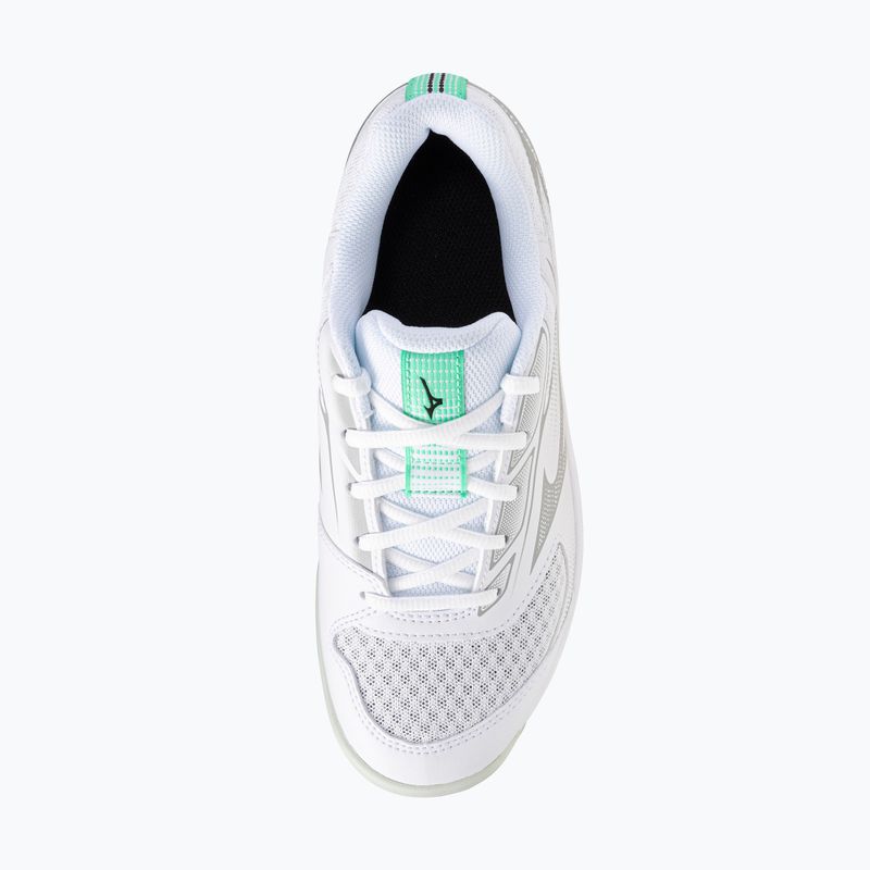 Scarpe da pallavolo per bambini Mizuno Cyclone Speed 5 bianco/nero/smeraldo ghiacciato 4