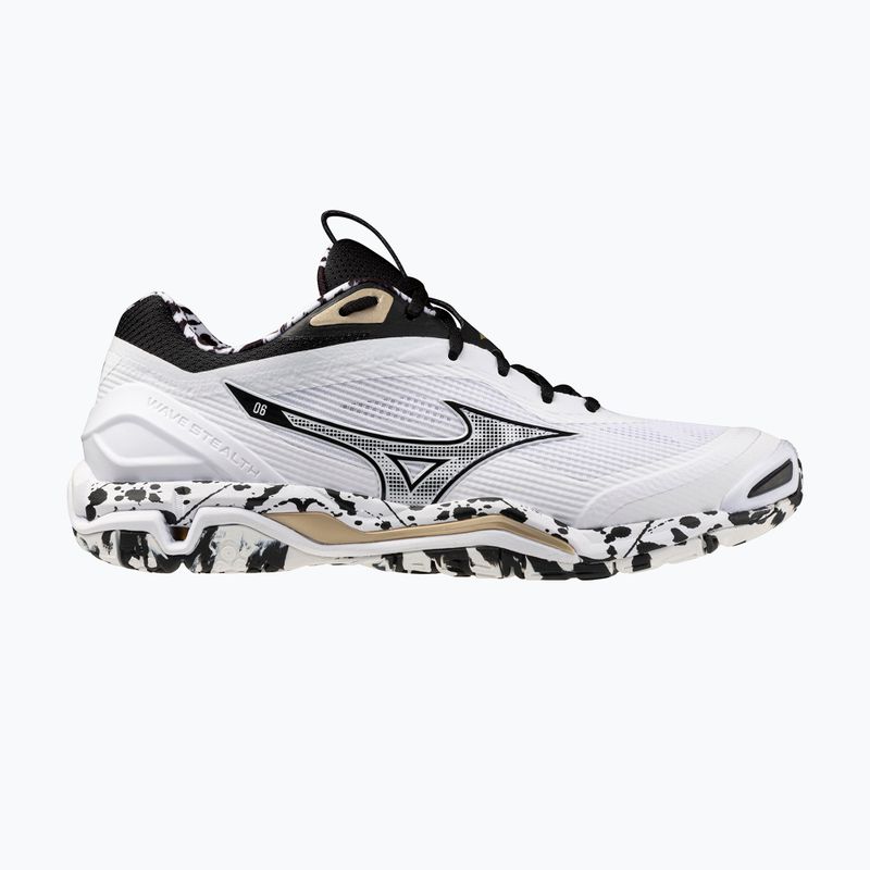Scarpe da pallamano Mizuno Wave Stealth 6 white/black/ge gold 8
