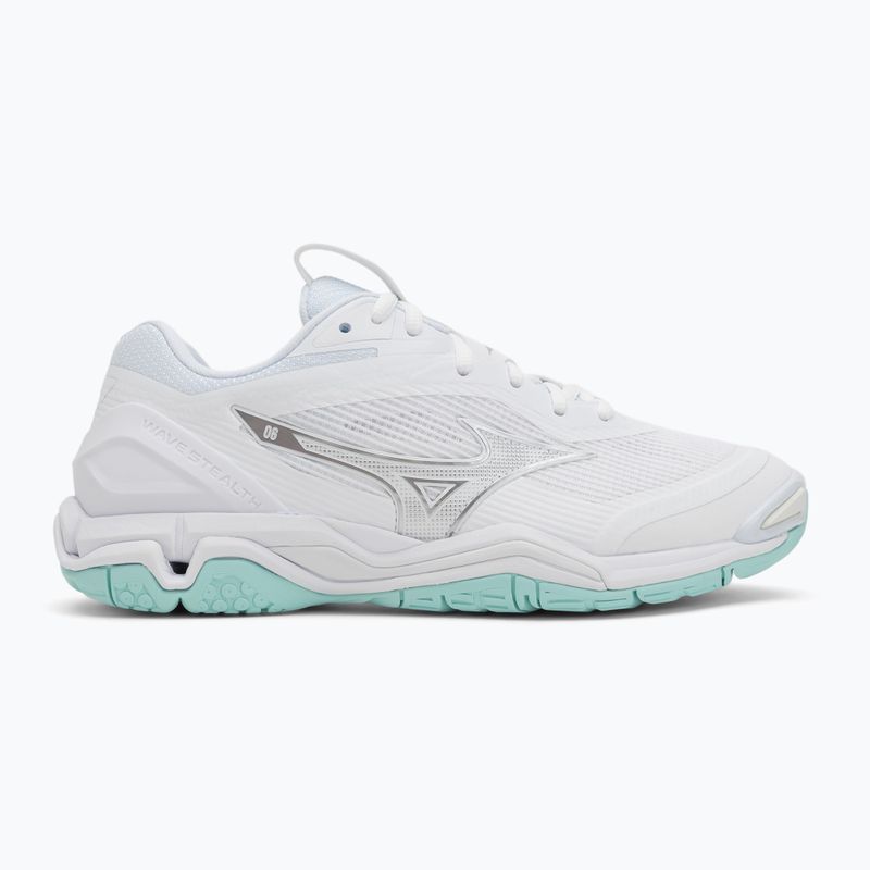 Scarpe da pallamano da donna Mizuno Wave Stealth 6 bianco/blu tinta unita 2