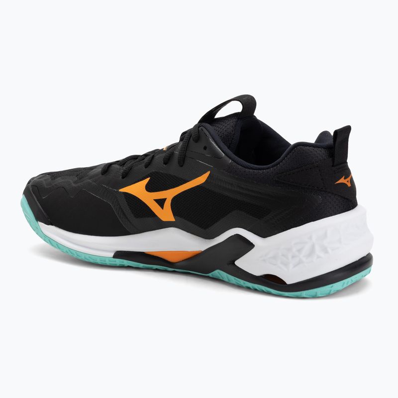 Scarpe da pallamano Mizuno Wave Stealth Neo 2 nero/tangelo/verde ghiaccio 3