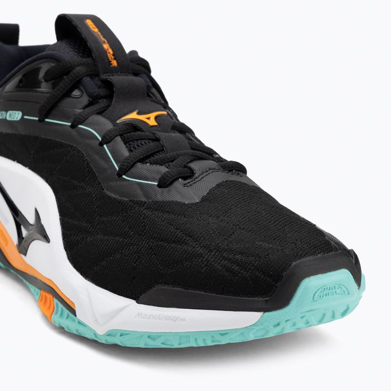 Scarpe da pallamano Mizuno Wave Stealth Neo 2 nero/tangelo/verde ghiaccio 7