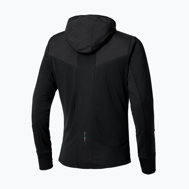 Giacca da corsa Mizuno Warmalite Hybrid da uomo con cappuccio e zip intera nero 2