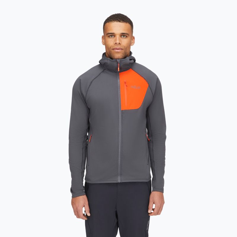 Felpa da uomo Rab Superflux Hoody graphene/firecracker