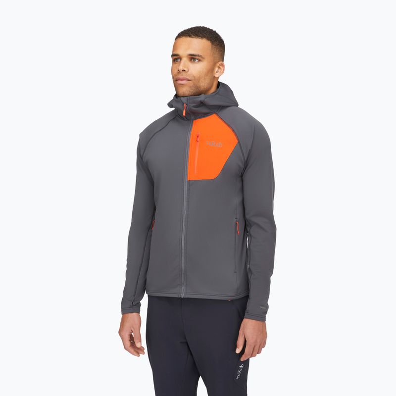 Felpa da trekking Rab Superflux Hoody grafene/firecracker da uomo 2