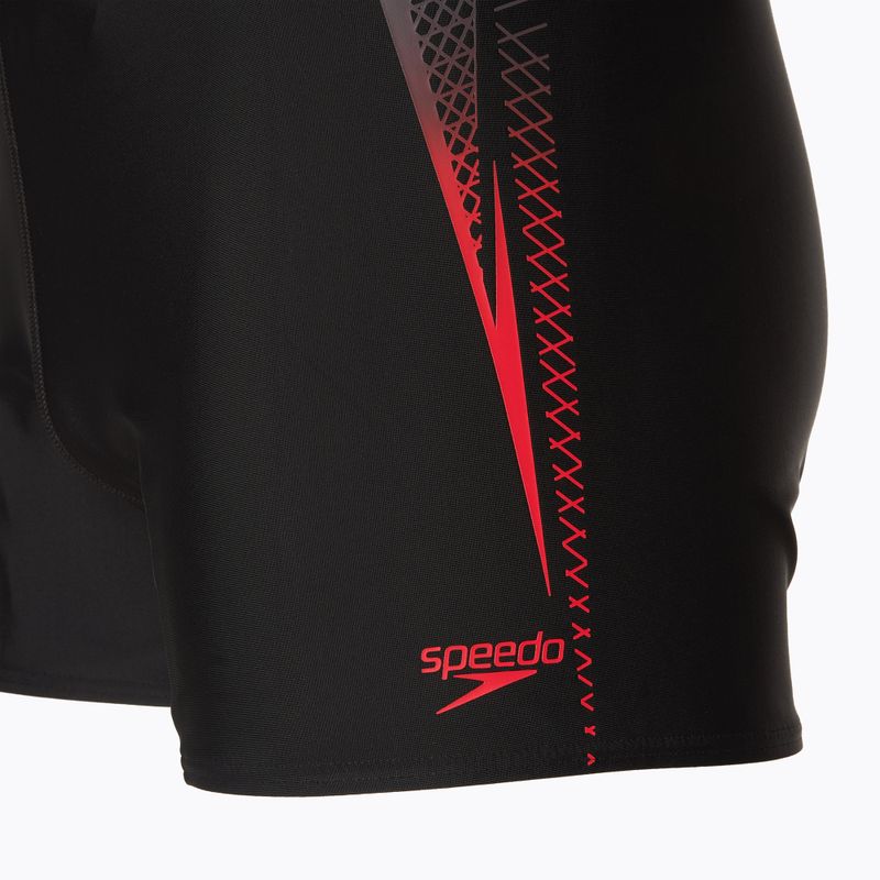 Speedo Placement Aquashort boxer da nuoto da uomo nero/rosso 3
