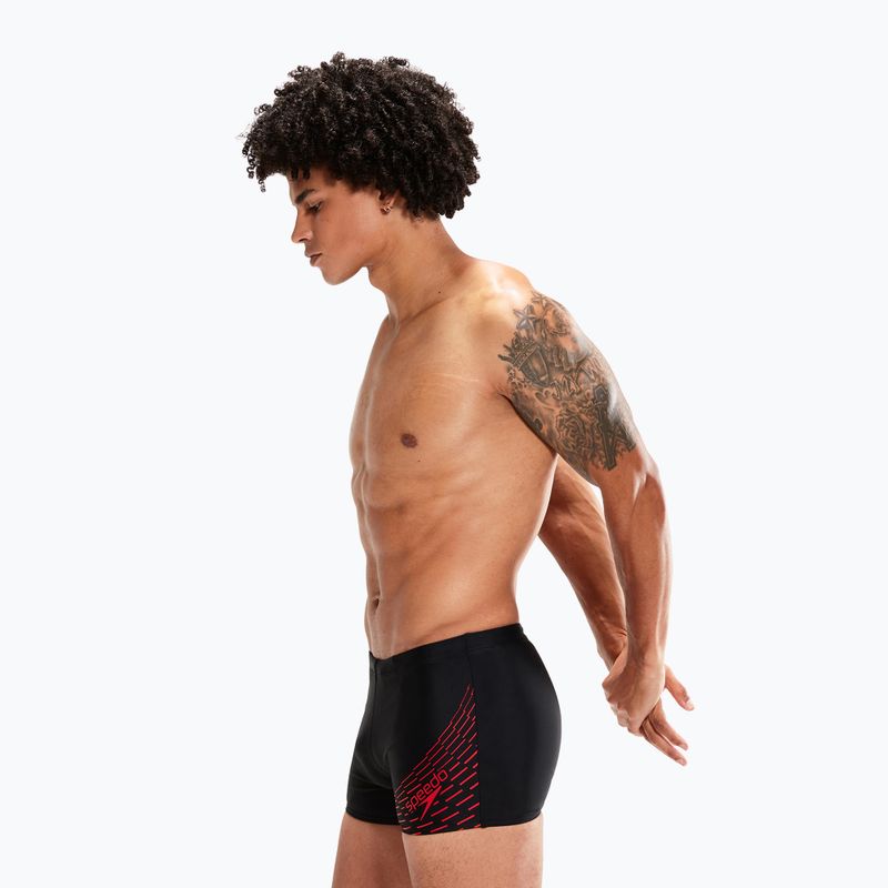 Pantaloncini da bagno Speedo Medley Logo da uomo, nero/rosso 6