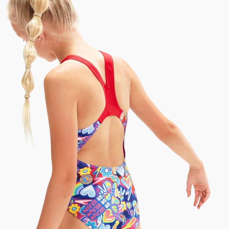 Speedo Digital Allover Splashback tr navy/rosso/blu fiamma costume intero per bambini 8