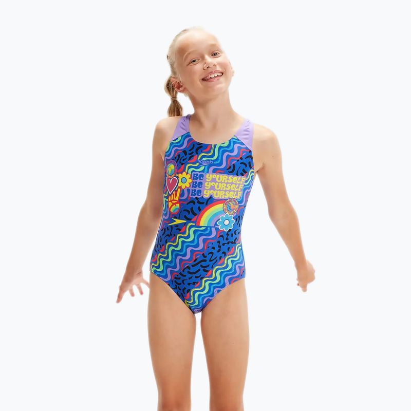 Speedo Digital Placement Splashback costume intero da bambino blu flame/miami lilac 5