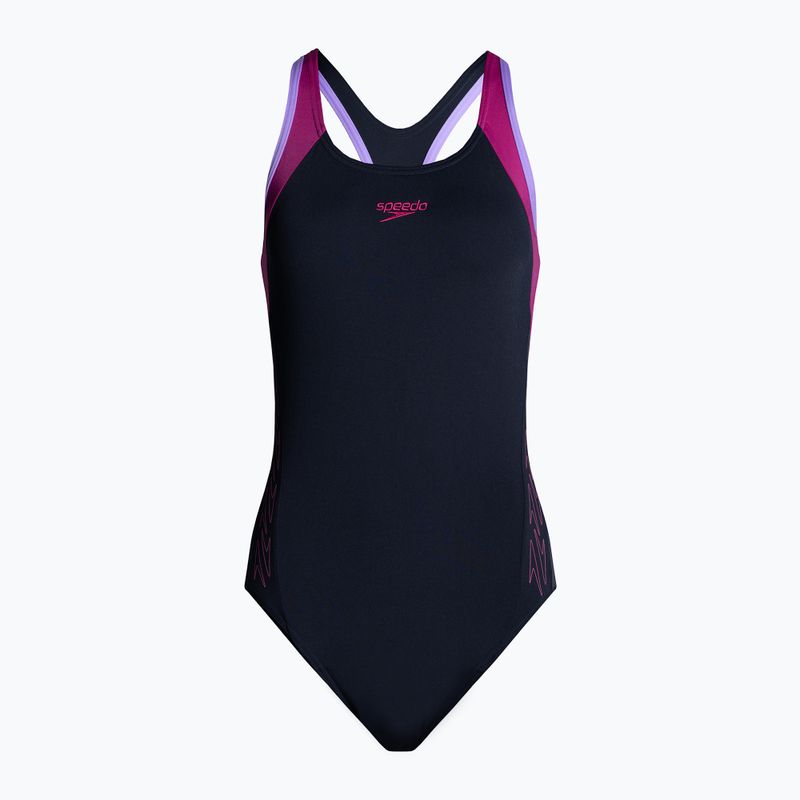 Speedo Hyperboom Splice Flyback costume intero donna true navy/berry/miami lilac