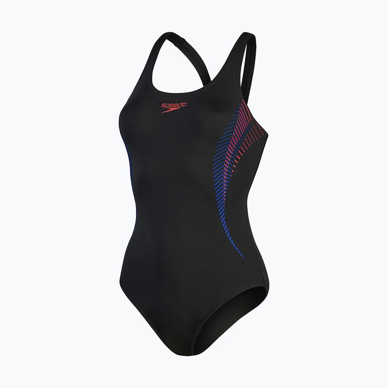 Speedo Placement Muscleback - costume intero da donna nero/rosso/fedroma blu 5