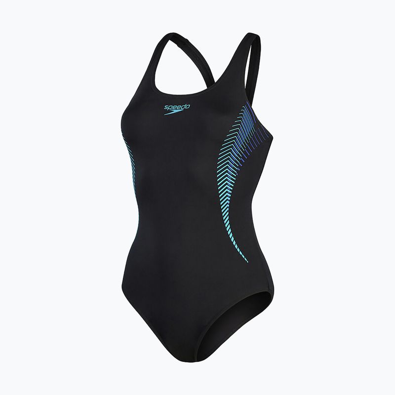 Costume intero Speedo Placement Muscleback donna nero/blu croma/acquario 4