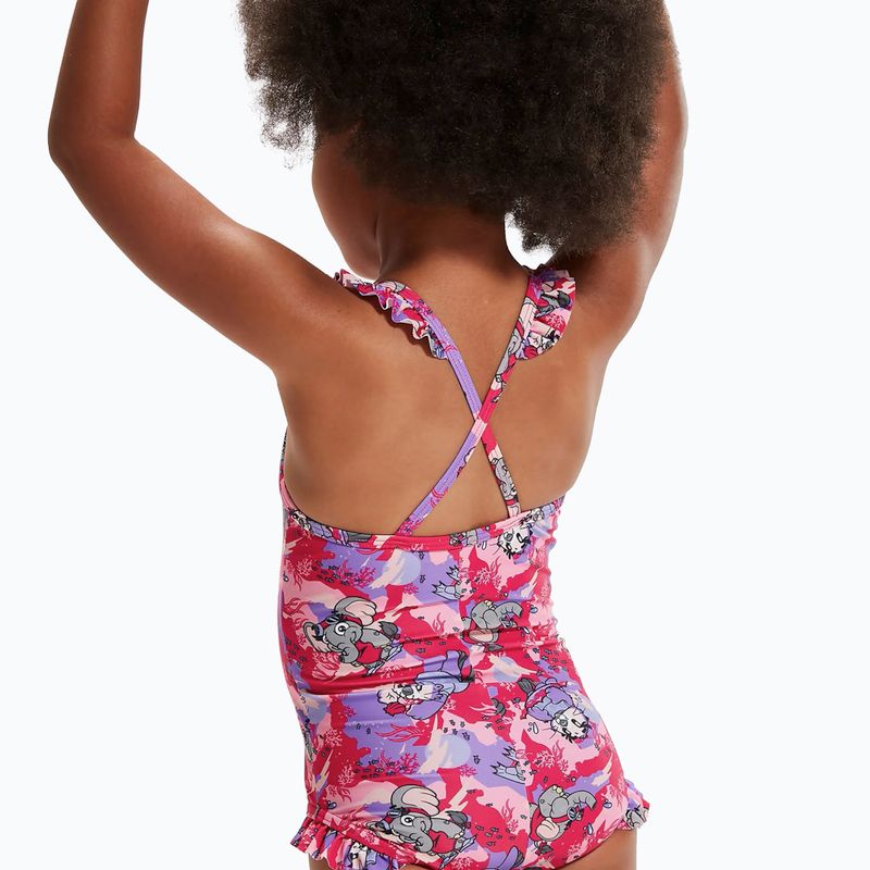 Speedo Learn To Swim Printed Frill Thinstrap rosa ciliegia/dolce taro/elio costume intero per bambini 6