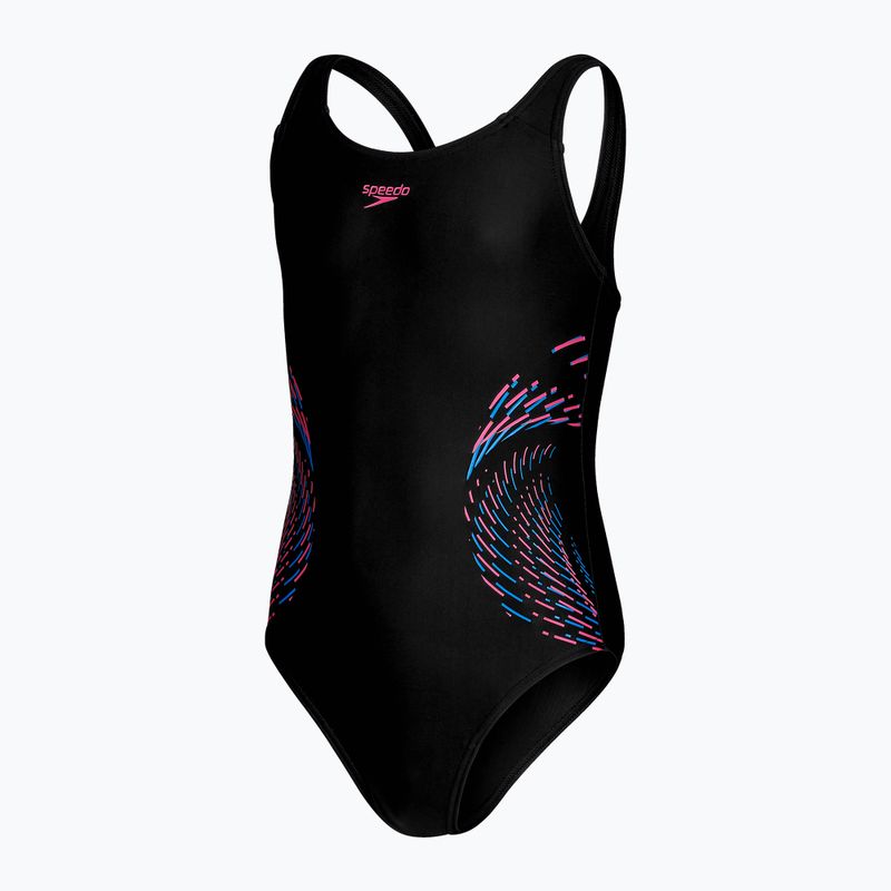 Speedo Plastisol Placement Muscleback nero/rosa viola costume intero da bambino 3