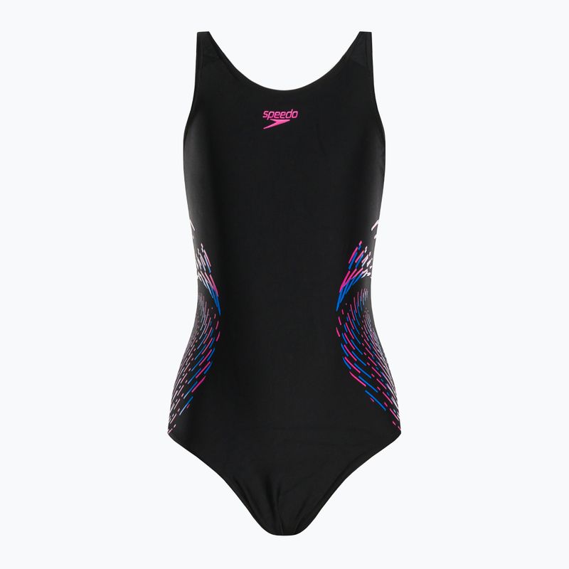 Speedo Plastisol Placement Muscleback nero/rosa viola costume intero da bambino