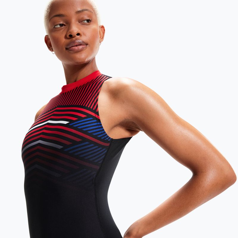Speedo costume intero da donna Digital Placement Hydrasuit nero/rosso/fantasia/blu croma 8