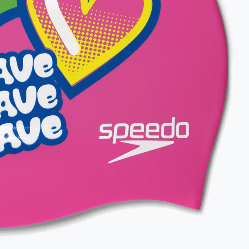 Cuffia Speedo Printed Silicone Junior viola rosa/azzurro/giallo brillante 4