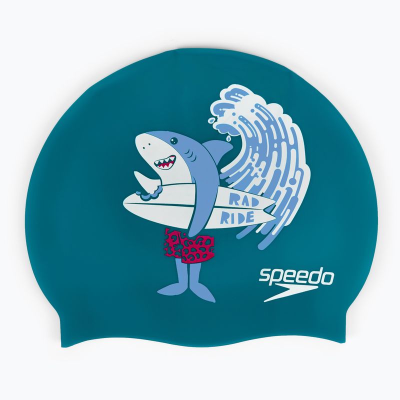 Cuffia Speedo Printed Silicone Junior pluto/blu azzurro/bianco