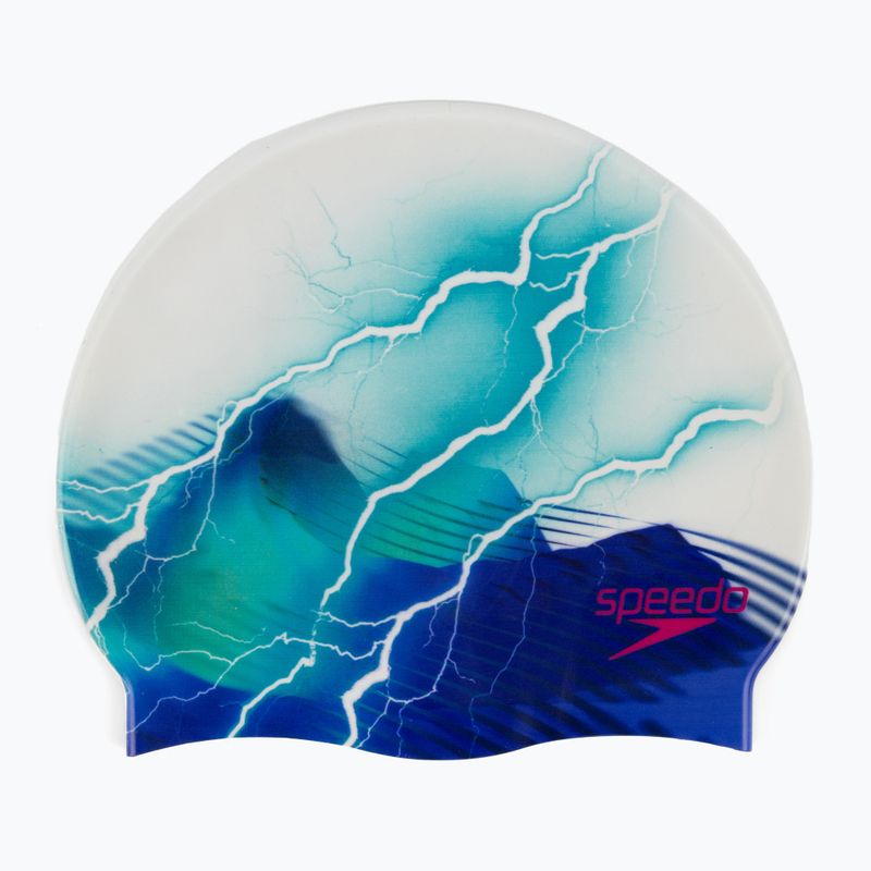 Cuffia Speedo Digital Printed thunderbolt bianco/blu
