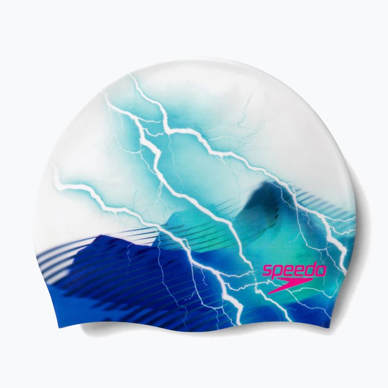 Cuffia Speedo Digital Printed thunderbolt bianco/blu 3