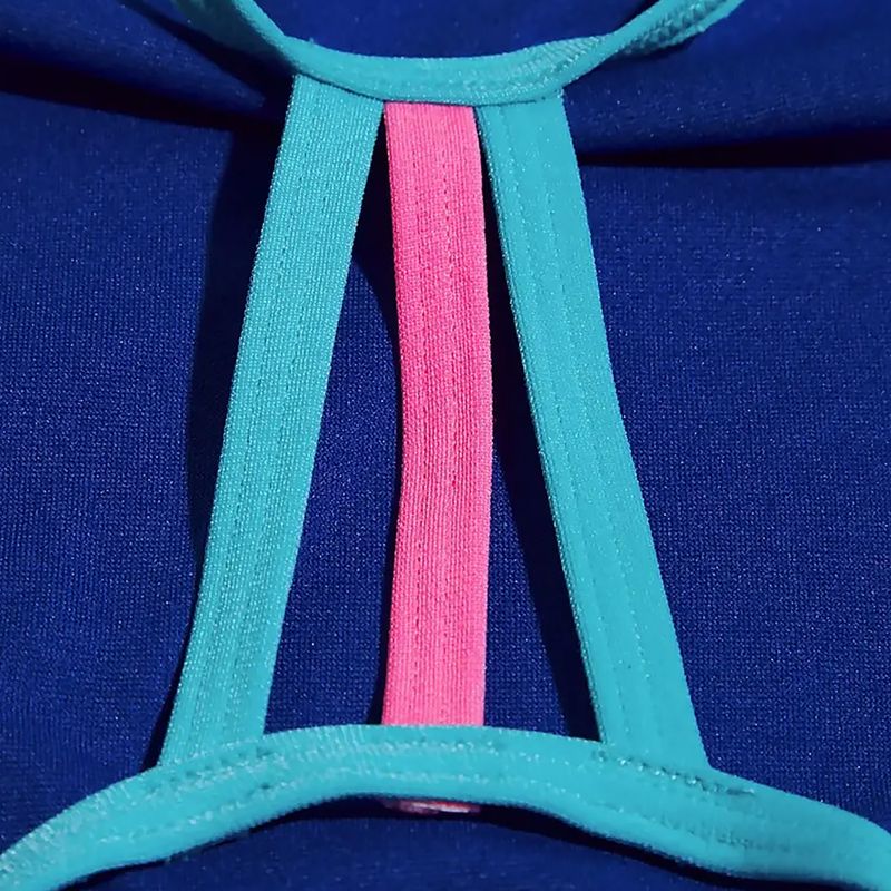 Costume intero da bambino Speedo Solid Lane Line Back rosa/blu 2