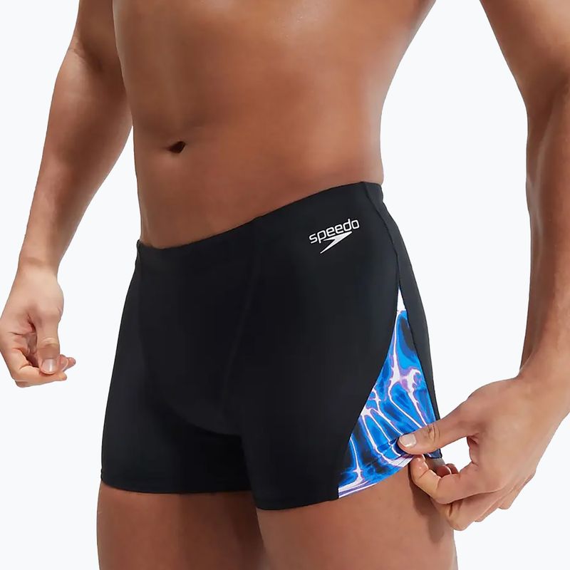Speedo Uomo Allover Digi V-Cut Aquashort boxer da bagno nero/blu 10