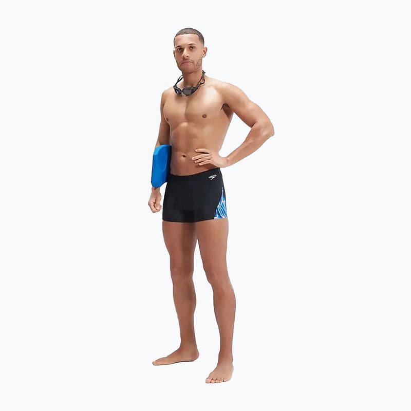 Speedo Uomo Allover Digi V-Cut Aquashort boxer da bagno nero/blu 11