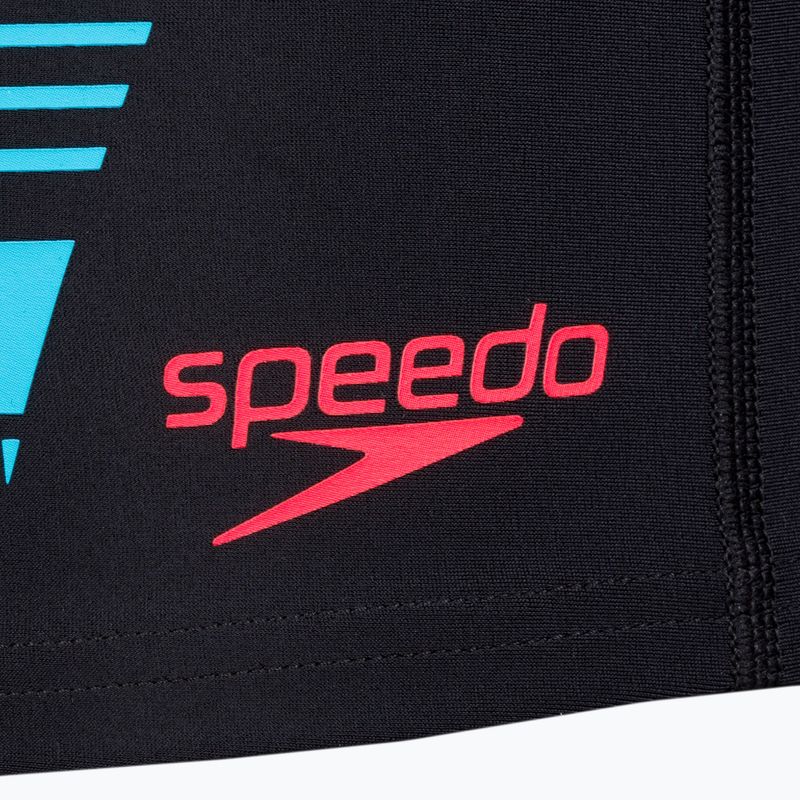 Pantaloncini da bagno Speedo Tech Print Aquashort da uomo nero/arancio 3
