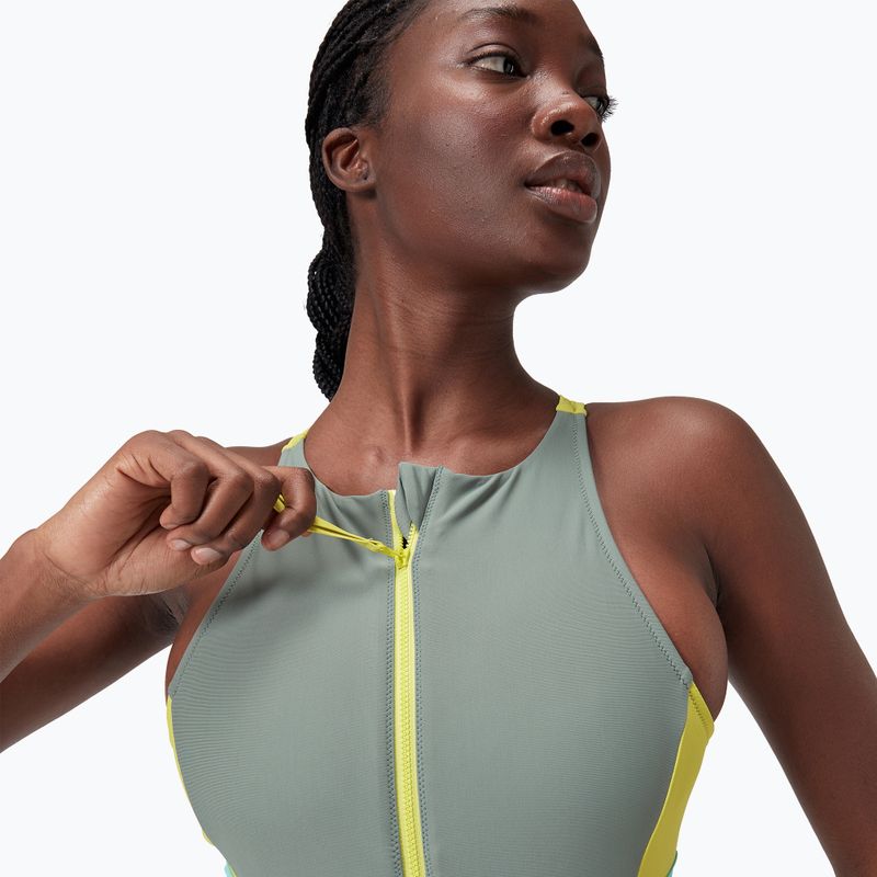 Costume intero Speedo Zip Colorblock soft olive donna 3