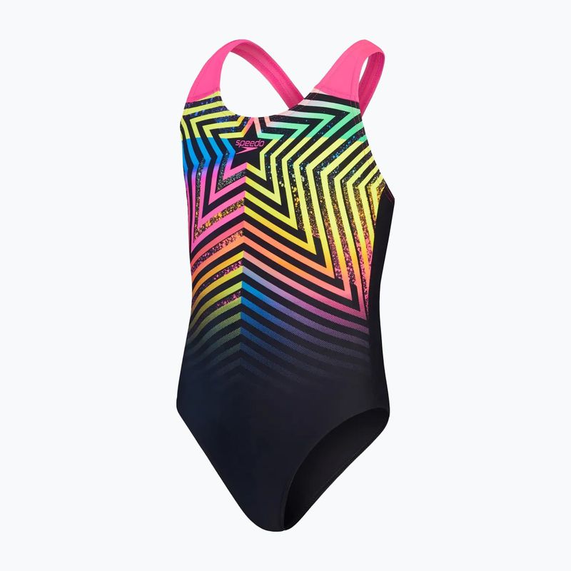 Speedo Digital Placement Splashback, costume intero da bambino nero/limone driz/rosa flare/cobalto vero 2