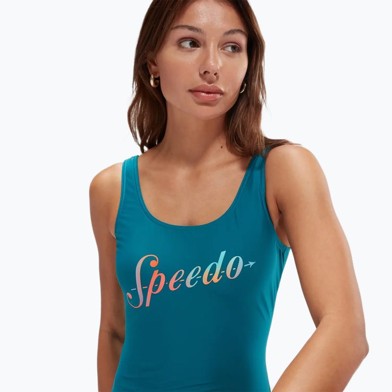 Costume intero Speedo donna Logo Deep U-Back peacock/pumpkin spice/blu marino 8