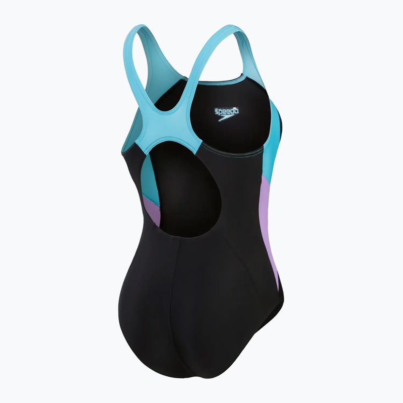 Speedo Colourblock Splice Muscleback - costume intero donna nero/viola/picton blu 3