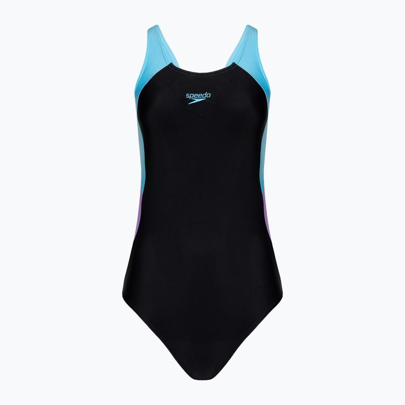 Speedo Colourblock Splice Muscleback - costume intero donna nero/viola/picton blu