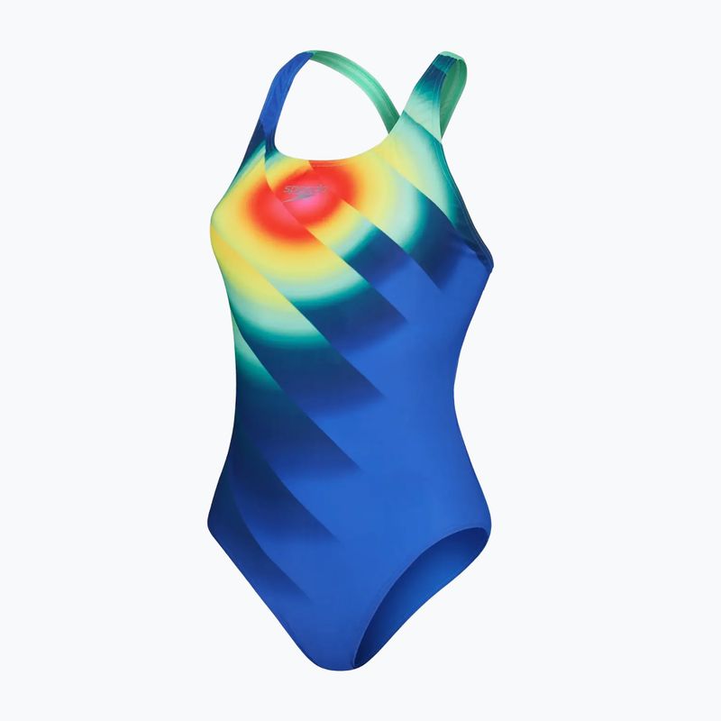 Speedo Placement Digital Powerback costume intero da donna vero cobalto/verde arlecchino 2