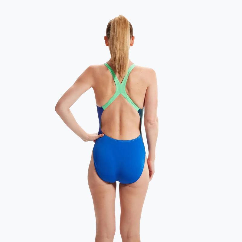 Speedo Placement Digital Powerback costume intero da donna vero cobalto/verde arlecchino 7