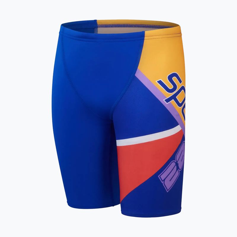 Speedo Placement V Cut Digital, costume da bagno per bambini, true cobalt/watermelon/sweep purple