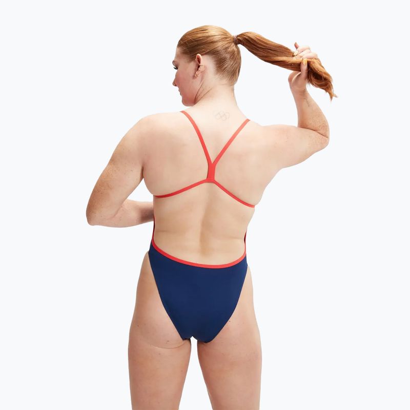 Speedo Placement Digital Vback - costume intero da donna blu ceruleo, cobalto vero, cocomero, bianco. 7