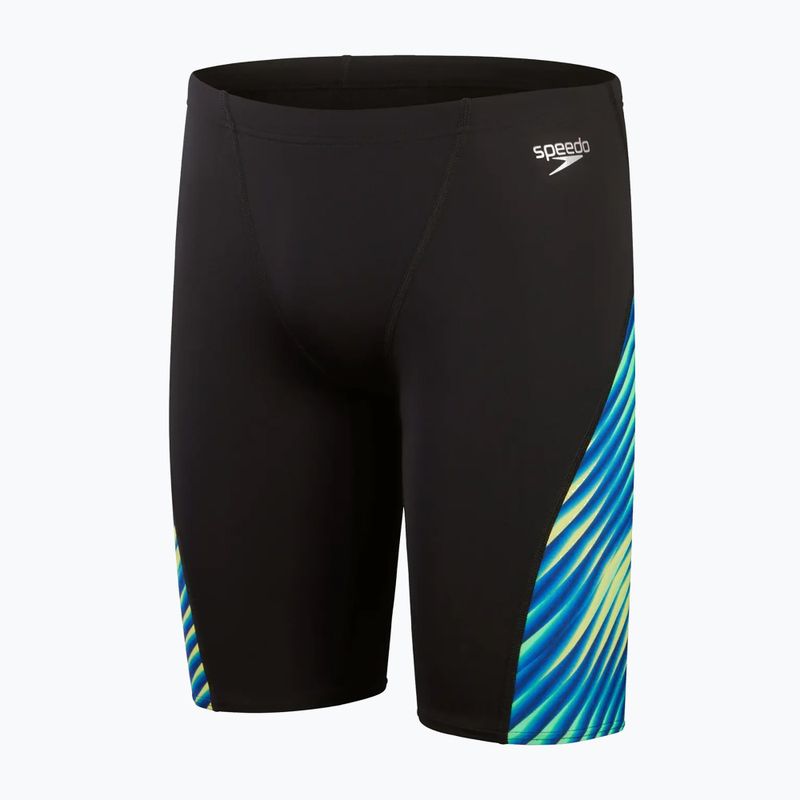 Costume da bagno Speedo Allover Digital V-Cut nero/cobalto vero da uomo