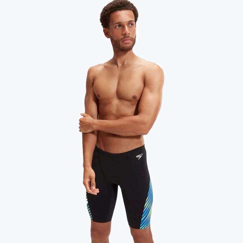 Costume da bagno Speedo Allover Digital V-Cut nero/cobalto vero da uomo 5