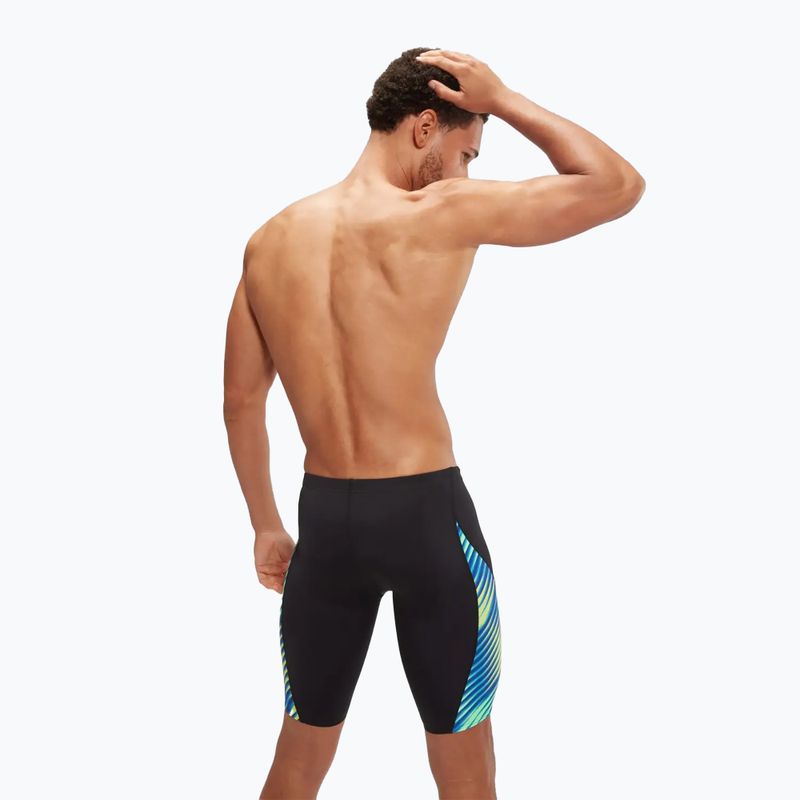 Costume da bagno Speedo Allover Digital V-Cut nero/cobalto vero da uomo 6