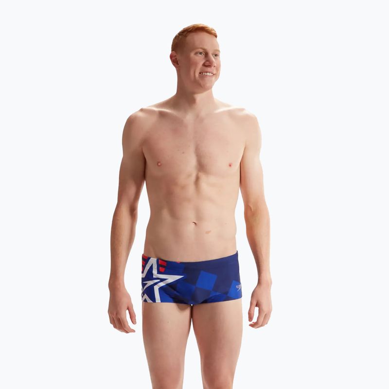 Speedo Placement Digital Brief da uomo blu ceruleo/cobalto vero/watermelon/bianco 5