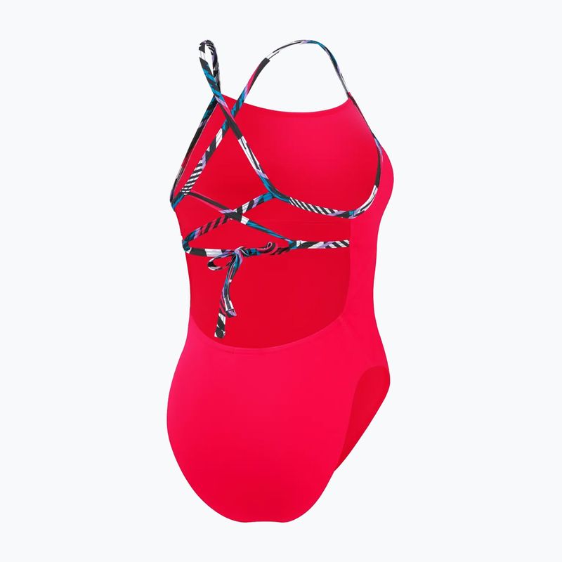 Costume intero Speedo Solid Lattice Tie-Back donna rosso/blu 3