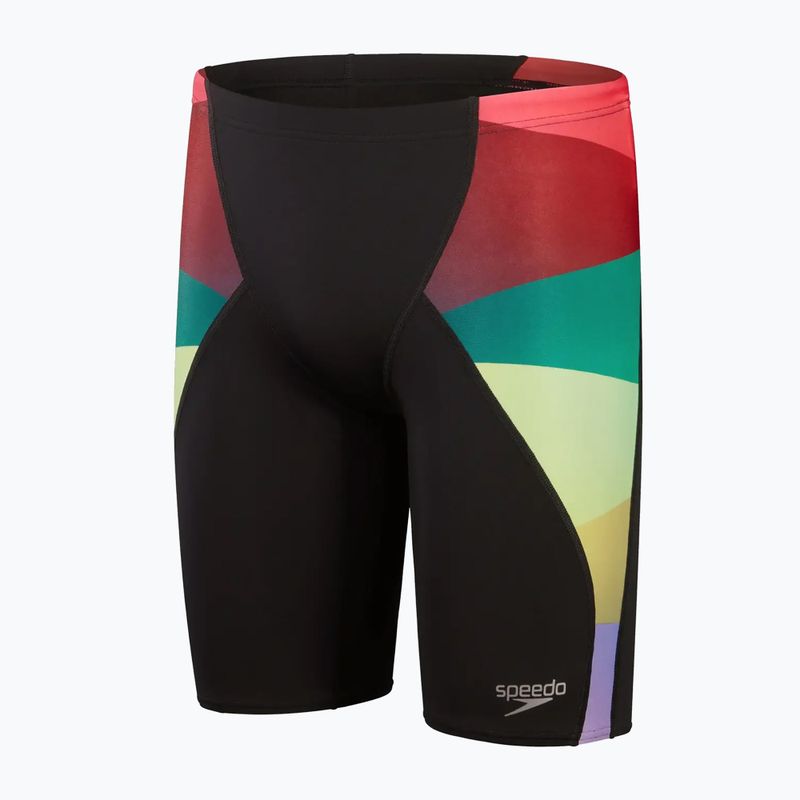 Speedo Placement Digital V-Cut uomo, costume da bagno nero/viola dolce/verde arlecchino/watermelon