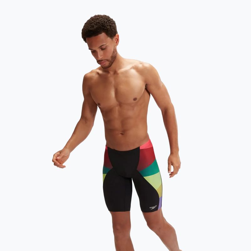 Speedo Placement Digital V-Cut uomo, costume da bagno nero/viola dolce/verde arlecchino/watermelon 5