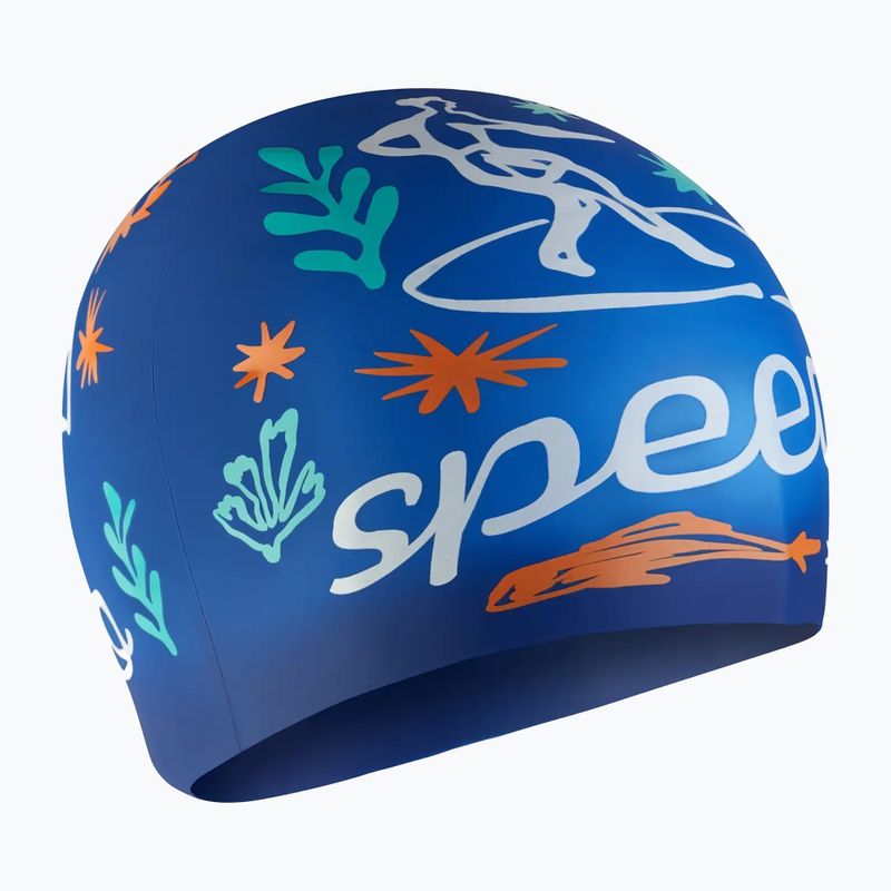 Speedo Junior Cuffia in silicone stampato zafre blu/bianco