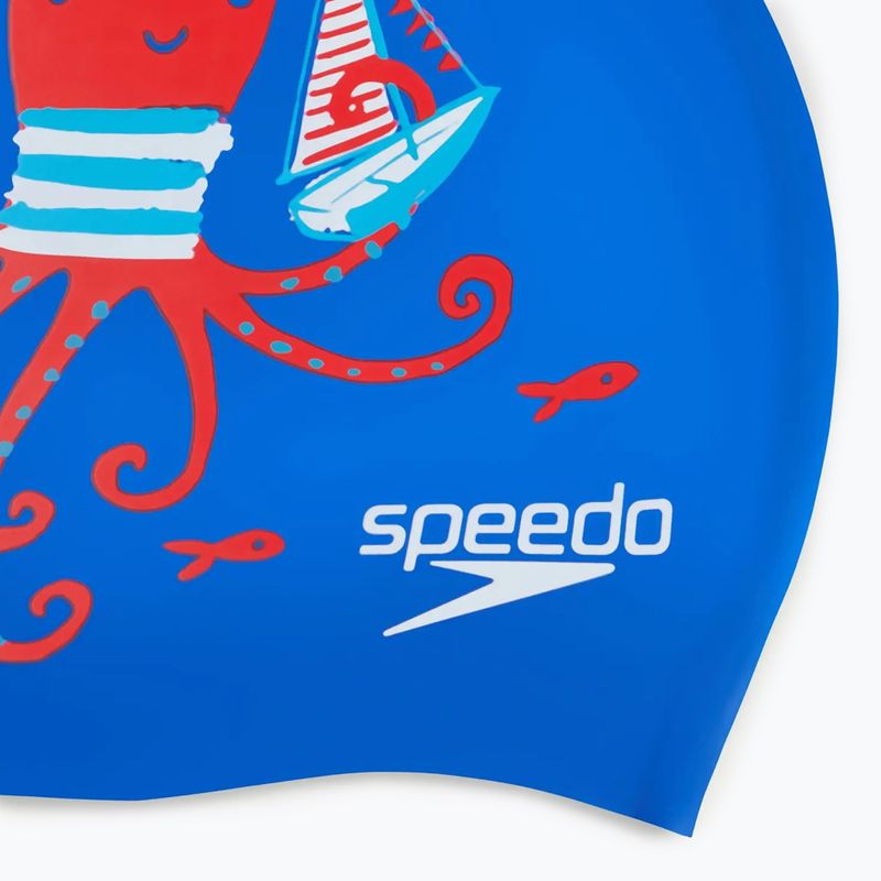 Cuffia Speedo Junior in silicone stampato cobalto/watermelon/bianco per bambini 3