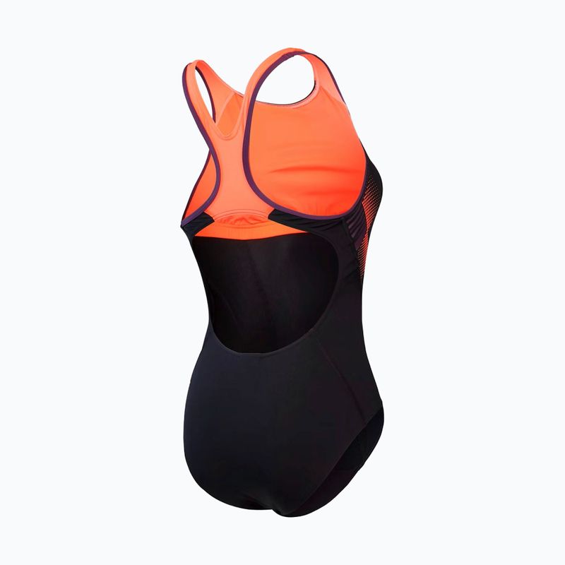 Speedo Placement Laneback costume da bagno intero nero/rosso sirena/plum dandy 2